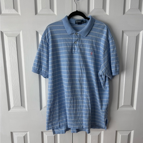 Polo Ralph Lauren Bundle of 2 Polo Shirts: Navy + Light Blue + White Striped XXL - Picture 2 of 9